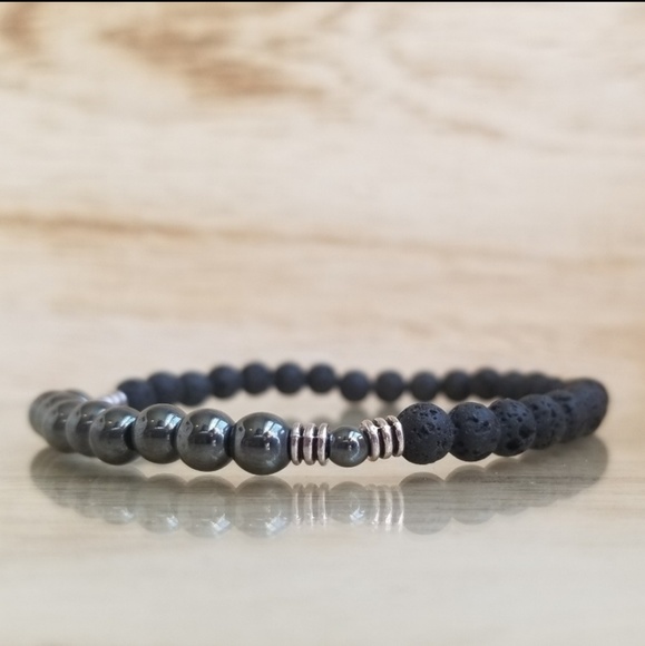 Lava Bead & Hematite Bracelet - Picture 3 of 7